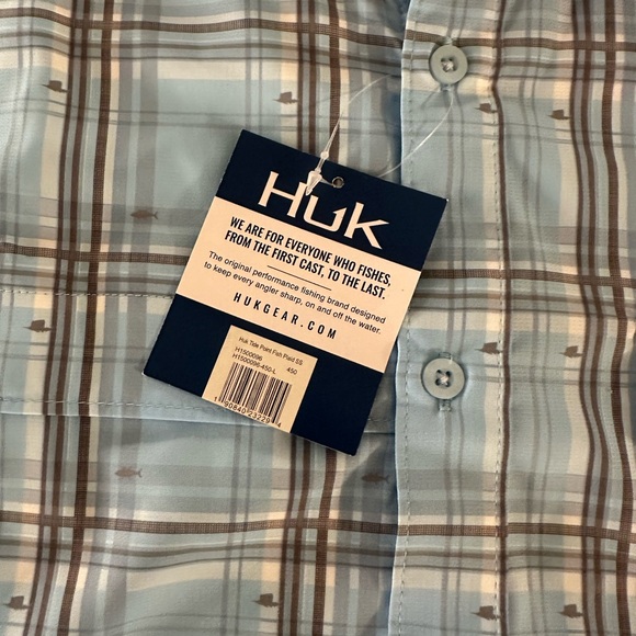 Huk Shirt Mens Large Blue Fish Short Sleeve Fishing Vented Back NEW - Picture 3 of 8